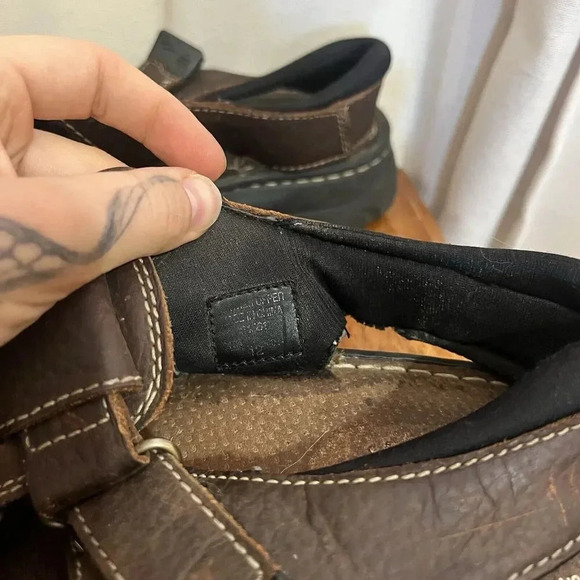 Thom Mcan Mens Sandals Size 12 Brown Leather Strap Fisherman Slingback Shoe Wide - Picture 5 of 13